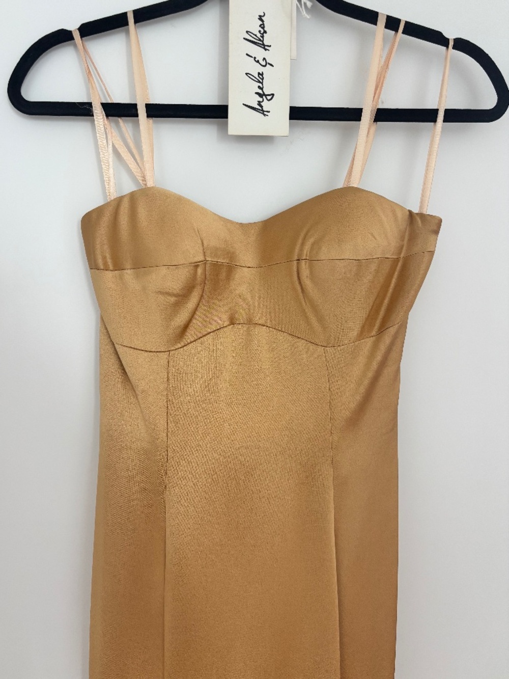 Gorgeous Golden Satin Strapless Mermaid Gown w Train - Never Worn - Tags incl -